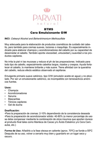 Btms Cera Emulsionante, Acondicionador, Cosmética X 100 G