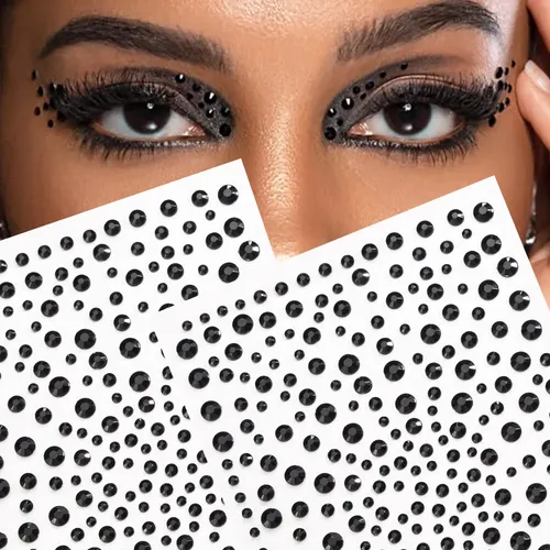 Stickers Strass Rostro Cuerpo X2 Negro Cristal