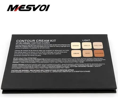 Kit Maquillaje Contorno E Iluminador Mesvol 6 Colores Medio