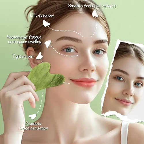 Piedra Jade Gua Sha Facial Masajeador Contorno Piel
