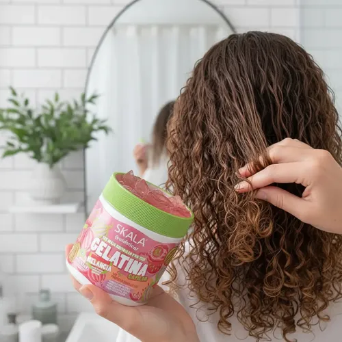 Gelatina Skala Melancia Frutastica Gel Anti Frizz Apta Curly