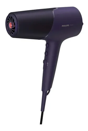 Secador De Pelo Philips Thermoshield Bhd514/00 2300w, Ionico, Golpe de Aire Frio, Boquilla Delgada y Difusor, Violeta Morado/metálico