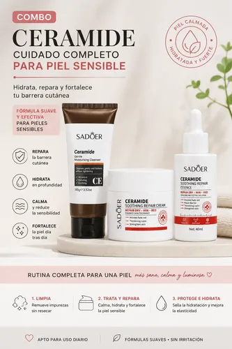 Kit Skincare Facial Ceramida Piel Sensible Rosácea Sadoer