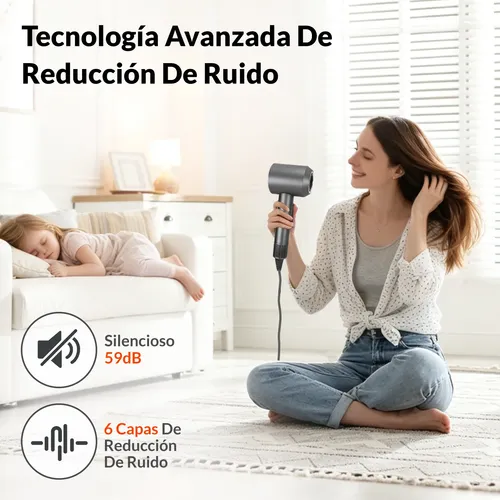 Secador De Pelo Iones Profesional Alta Velocidad Con Difusor