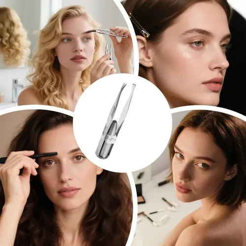 Pinza Led Para Cejas Con Ojeras Luminosas De Acero Inoxidabl Plateado