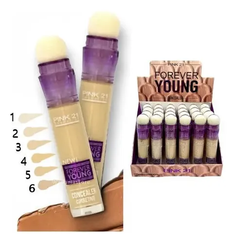 Corrector de Ojeras Líquido Pink 21 Forever Young con Esponja, Tono 05