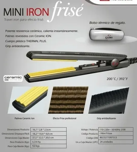 Planchita Gama Mini Iron Frise Con Ceramic Ion Gtia Promo