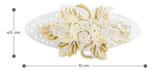 Hebillas Flor Doradas Transparentes | Pack X 12 Unidades