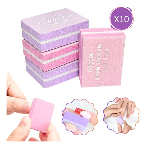 Mini Lima Sponge X10 100/180 P/ Uñas Manicuria City Girl