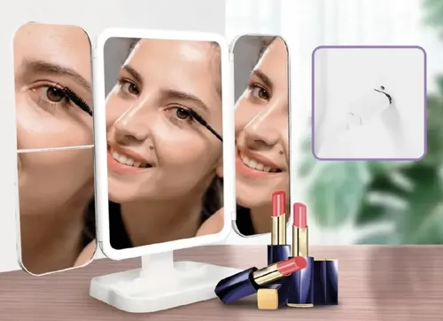 Espejo Maquillaje 3 Modos D Luz Aumento 1x/2x/3x Recargable Blanco