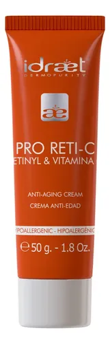Crema Retinol Vitamina C Antiage Antiedad Hidratacion Idraet Momento de aplicación Día/Noche Tipo de piel Seca