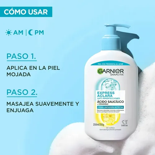 Garnier Crema Limpiadora Expressaclara Ácido Salicílico 250m