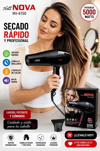 Secador De Pelo Profesional Nova Nv-6150 5000w Negro