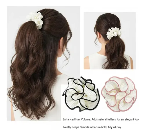 4pcs Oversized Double Layer Ruffled Scrunchies