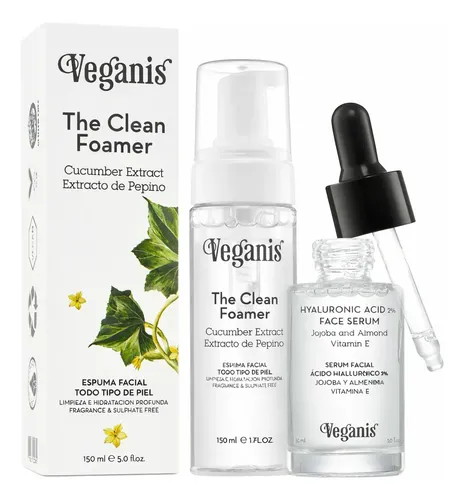Veganis Serum Con Ácido Hialurónico + Espuma Limpiadora Todo Tipo De Piel Día/noche
