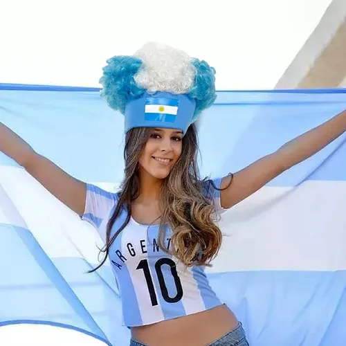 Pelucas Afro Curly Wigs Con La Bandera De Argentina, Peluca