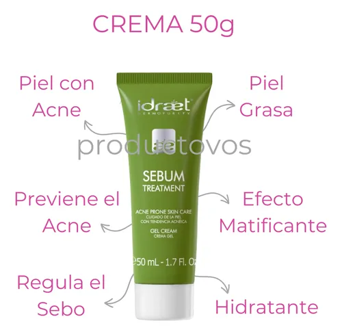 Crema Tratamiento Acne Piel Grasa Sebum Hidratacion Idraet