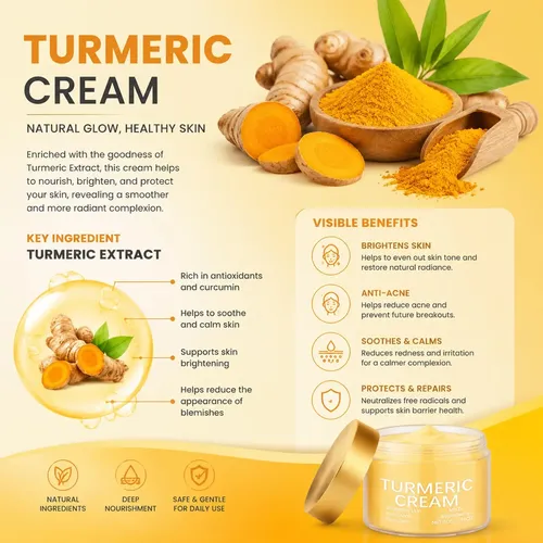 Crema Facial De Curcuma, Hidratante Facial Natural De Curcum