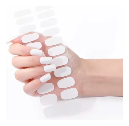 Tiras De Uñas de Gel Premium 22u Autoadhesivas – No Necesitan Lámpara Uv – Blanco