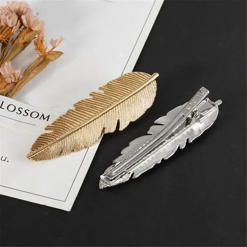 Horquilla De Pelo Bohemio Con Forma De Hoja Con Textura Metá