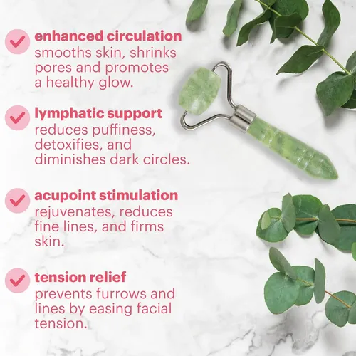 Rodillo Facial Jade Verde Pack 6 Herramientas Spa Veganas