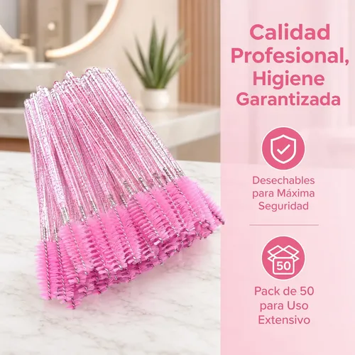 Cepillo Para Cejas, Brocha Y Pestañas Estiliza Set 50 Rosa