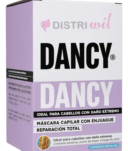 Mascara Capilar Caja X12 Sobres Dancy Reparacion Total Con Keratina Aceite Argan Omega 9 – Ideal Cabellos Daño Extremo Otowil