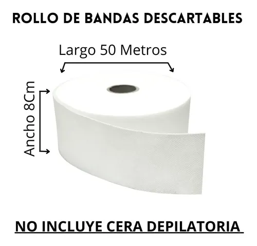 Bandas Depilatorias Descartables Rollo 50 Mt Pack X 8 Uni