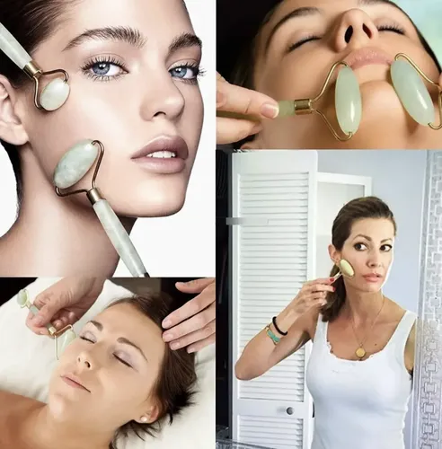 Masajeador Jade Rodillo Macarons Facial Tonificación Piel