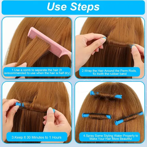 40 Piezas De Rulos Permanentes Para Cabello Corto