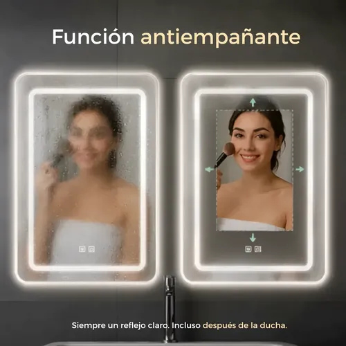 Espejo Led 50×70 Cm Luces Fria Calida Neutra Y Antiempañante