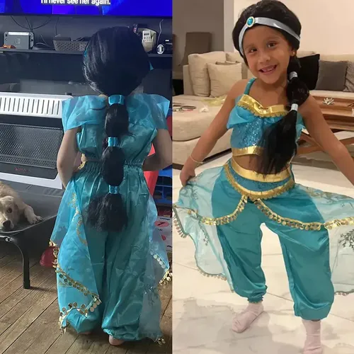 //peluca Princesas Para Jazmín De Niñas Cosplay De Fiesta