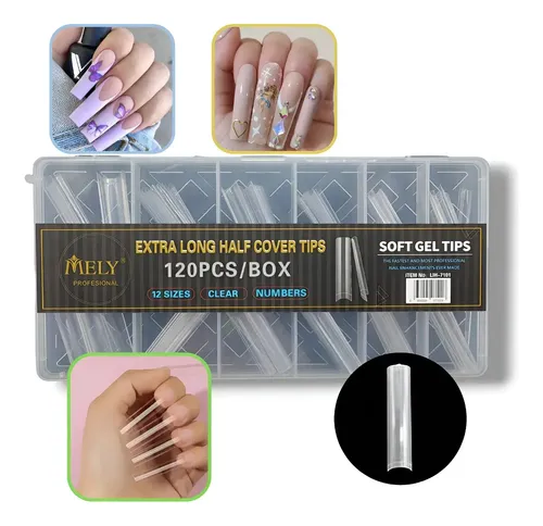 Uñas Postizas Tips Sonrisa Cuadradas Xxl Mely