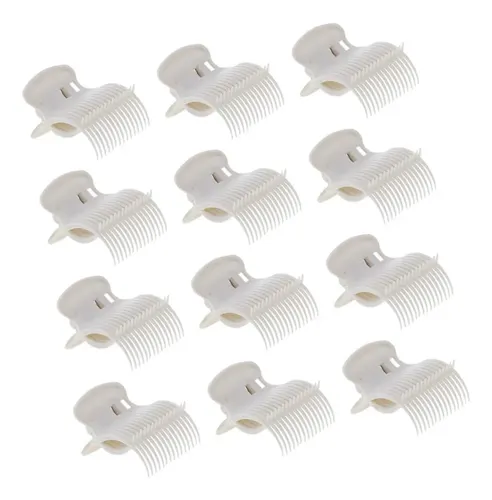 12 Rulos & Pinzas Para Cabello Jumbo Grandes Beige