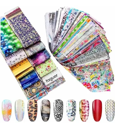 10 Planchas De Foil Para Decoracion Uñas Nail Art Esculpidas