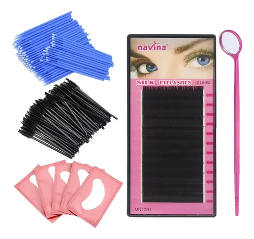 Combo Pestañas Navina Espejo Cepillos Microhisopos Parches Color Espesor 0 Mm Largo 0 Mm Tipo De Curvatura C