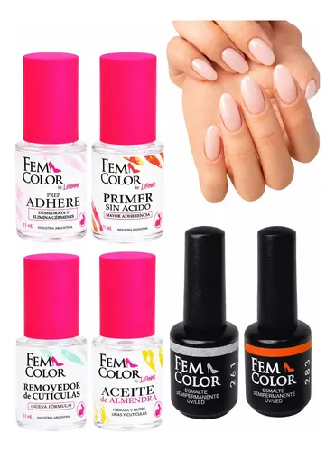 Kit Inicial Semipermanente Uñas Manicuria Fem Color