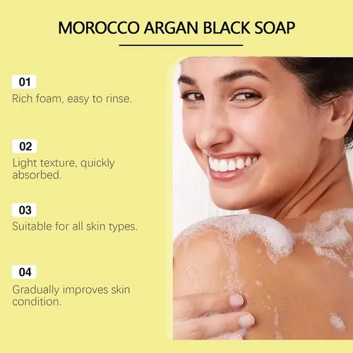 Marruecos Jabón Negro Con Argán Y Rosa, Jabones Exfoliantes