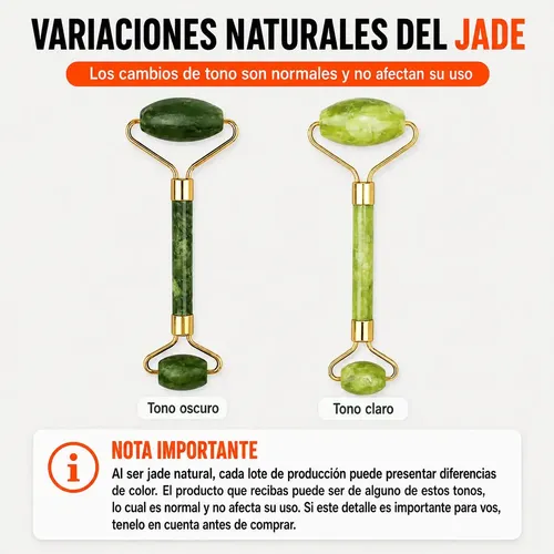 Kit Rodillo Masajeador Facial + Piedra Gua Sha Jade Roller Verde Jade