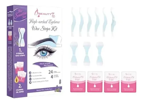 Kit De Tiras De Cera Para Cejas Beauty7 Sensitive, Muy Arque