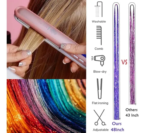 Hair Tinsel, Kit De Oropel De 18 Colores Para Niñas
