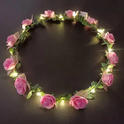 ` Corona De Flores Con Iluminación Led For Mujer, Boda, U