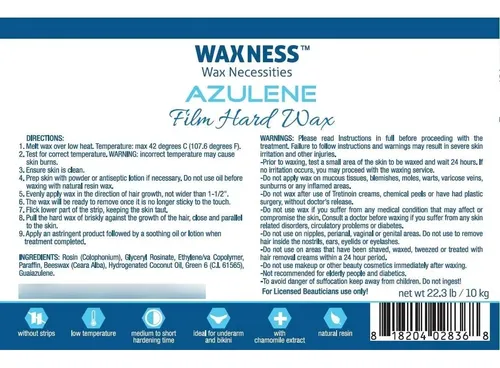 Cera Dura En Film Waxness Azulene 10 Kg  Profesional