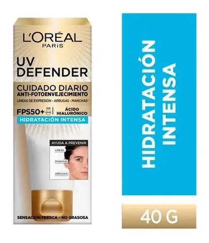 Crema Facial L’oréal Uv Defender Hidratacion Intensa Fps 50+ X 40 Ml