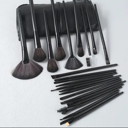 Set Brochas Maquillaje Profesional JM-once 24 Piezas Sintéticas Estuche Negro