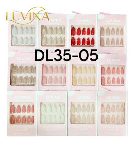 Kit 12 Uñas Postizas Con Adhesivos Press On Nails Luvina