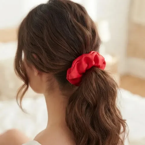 Scrunchies, Colitas De Pelo De Raso Antifrizz. Rojo