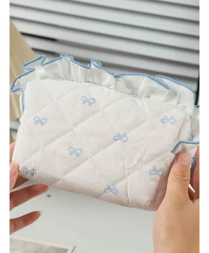 Bolsa De Maquillaje Negra De Viaje Con Cinta Para El Pelo, P