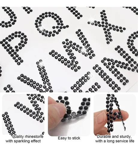 170 Pegatinas Con Letras Con Diamantes De Imitación Plateado
