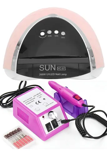 Combo Cabina Uv/led Sun 268w Tactil + Torno De Uñas